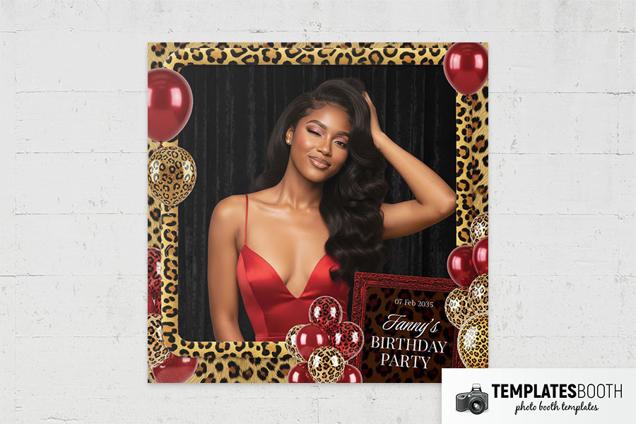 Cheetah Birthday Party Photo Booth Template Preview