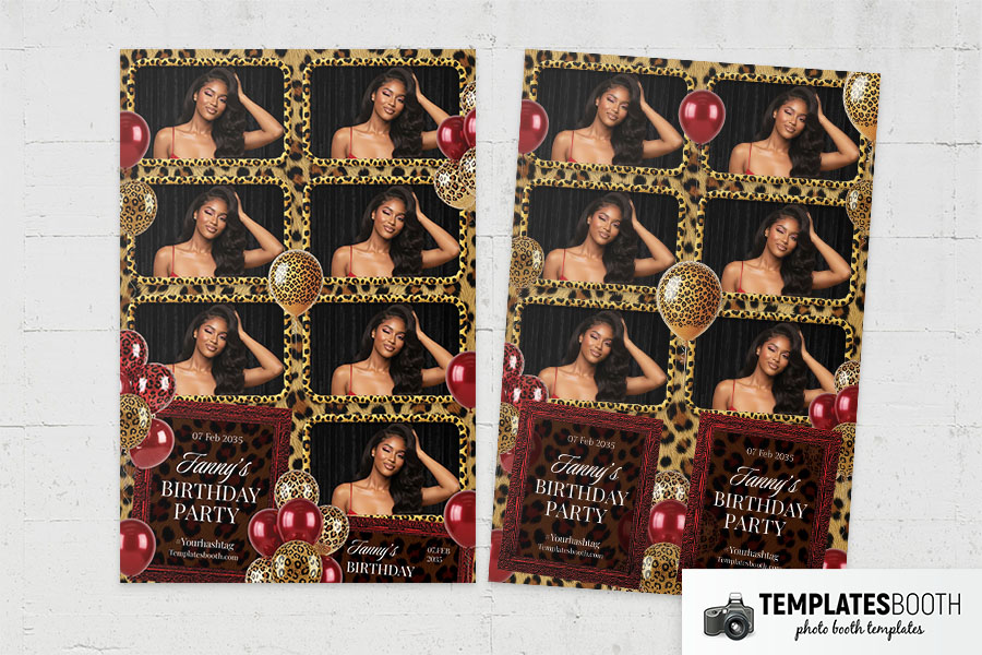 Cheetah Birthday Party Photo Booth Template Preview
