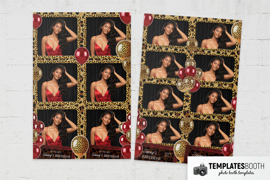 Cheetah Birthday Party Photo Booth Template Preview