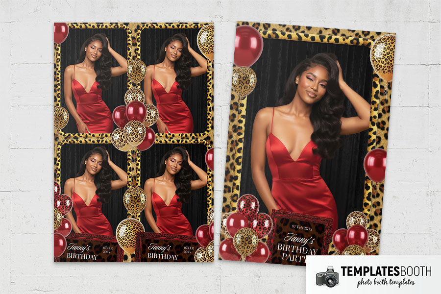 Cheetah Birthday Party Photo Booth Template Preview