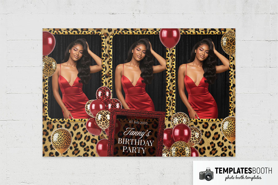 Cheetah Birthday Party Photo Booth Template Preview