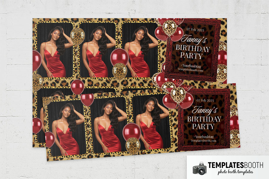 Cheetah Birthday Party Photo Booth Template Preview
