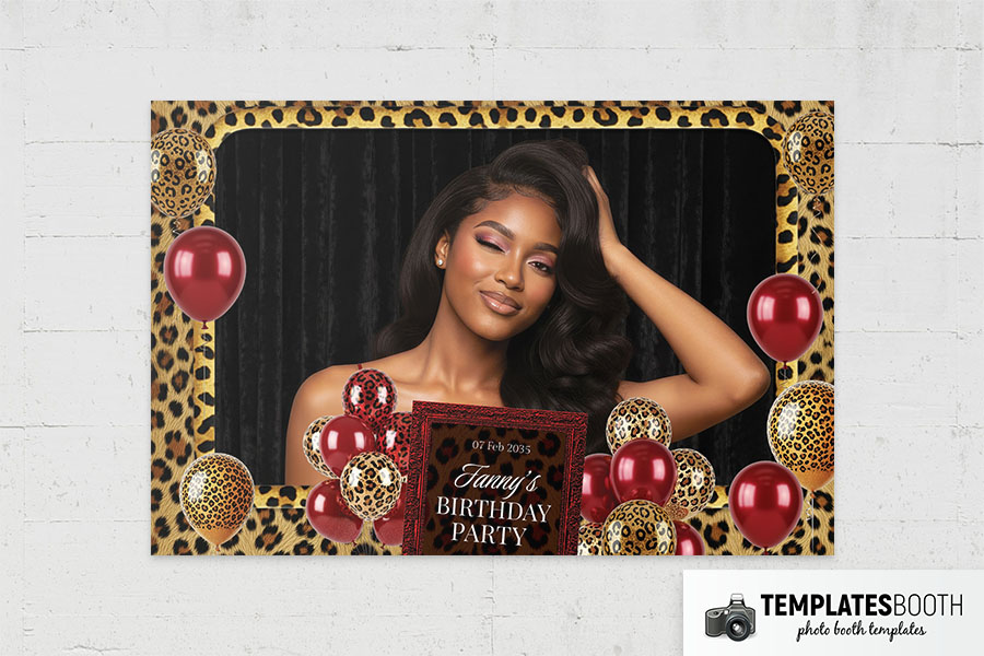 Cheetah Birthday Party Photo Booth Template Preview