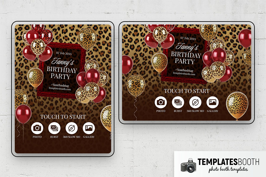 Cheetah Birthday Party Photo Booth Template Preview