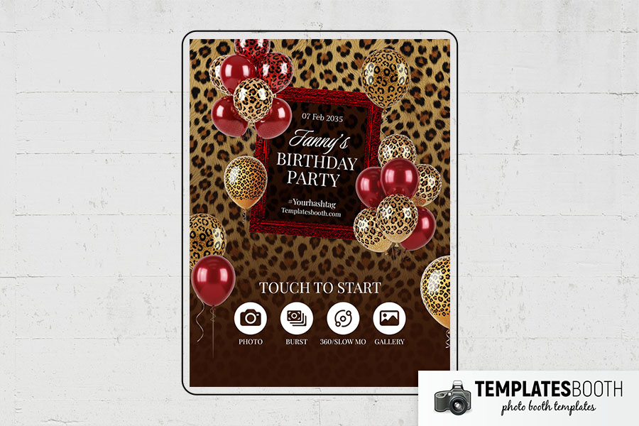 Cheetah Birthday Party Photo Booth Template Preview