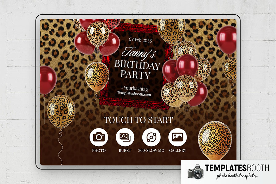 Cheetah Birthday Party Photo Booth Template Preview