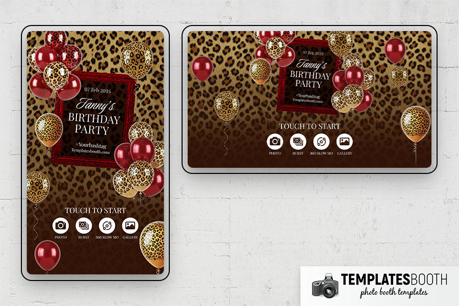 Cheetah Birthday Party Photo Booth Template Preview