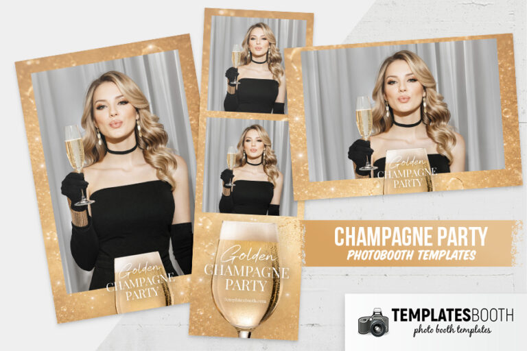 Golden Champagne Party Photo Booth Template