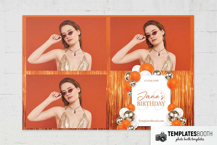 Orange Party Photo Booth Template Preview