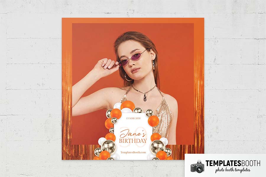 Orange Party Photo Booth Template Preview