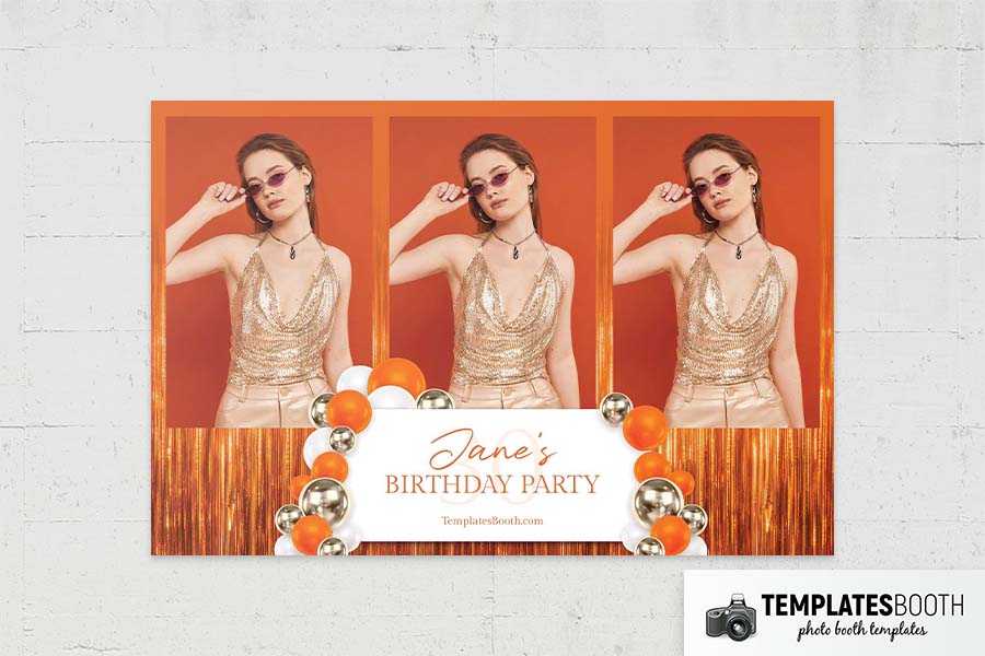 Orange Party Photo Booth Template Preview