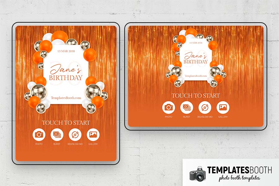 Orange Party Photo Booth Template Preview