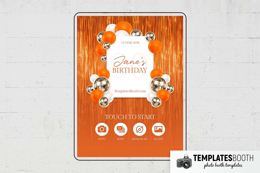 Orange Party Photo Booth Template Preview