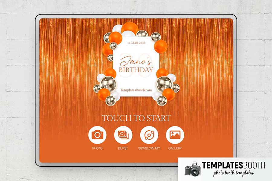 Orange Party Photo Booth Template Preview