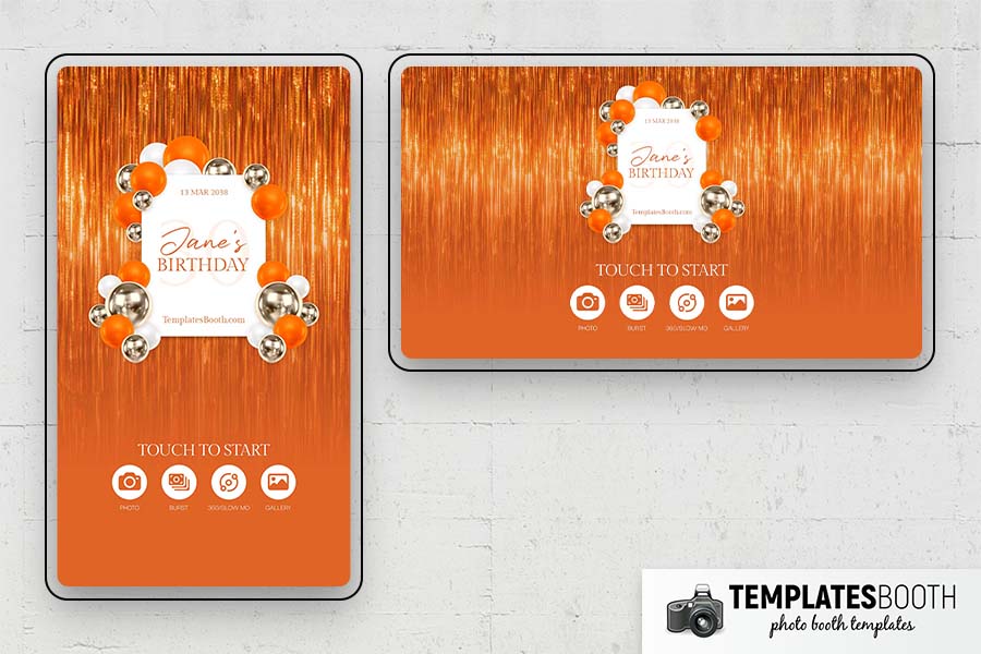 Orange Party Photo Booth Template Preview