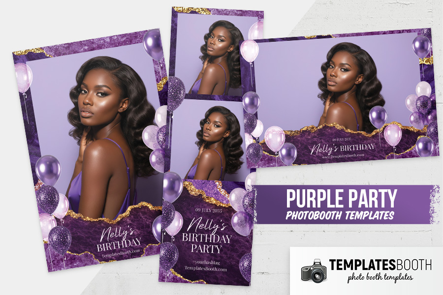 Purple Birthday Party Photo Booth Template Preview