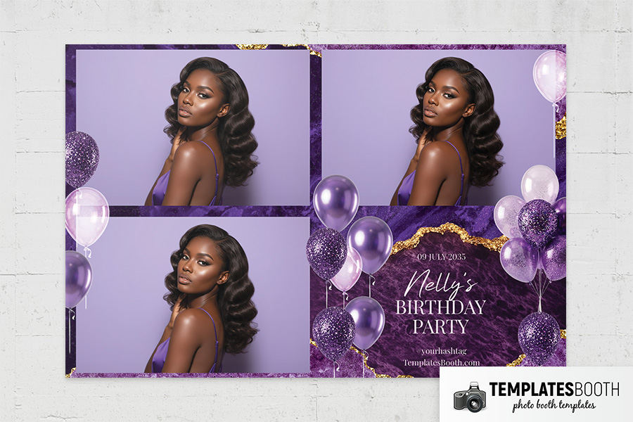 Purple Birthday Party Photo Booth Template Preview