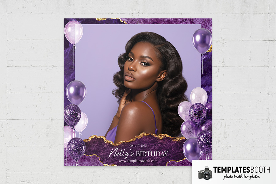 Purple Birthday Party Photo Booth Template Preview