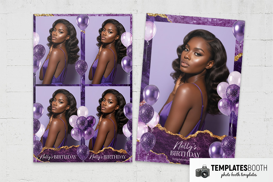 Purple Birthday Party Photo Booth Template Preview
