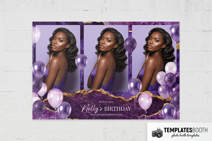 Purple Birthday Party Photo Booth Template Preview