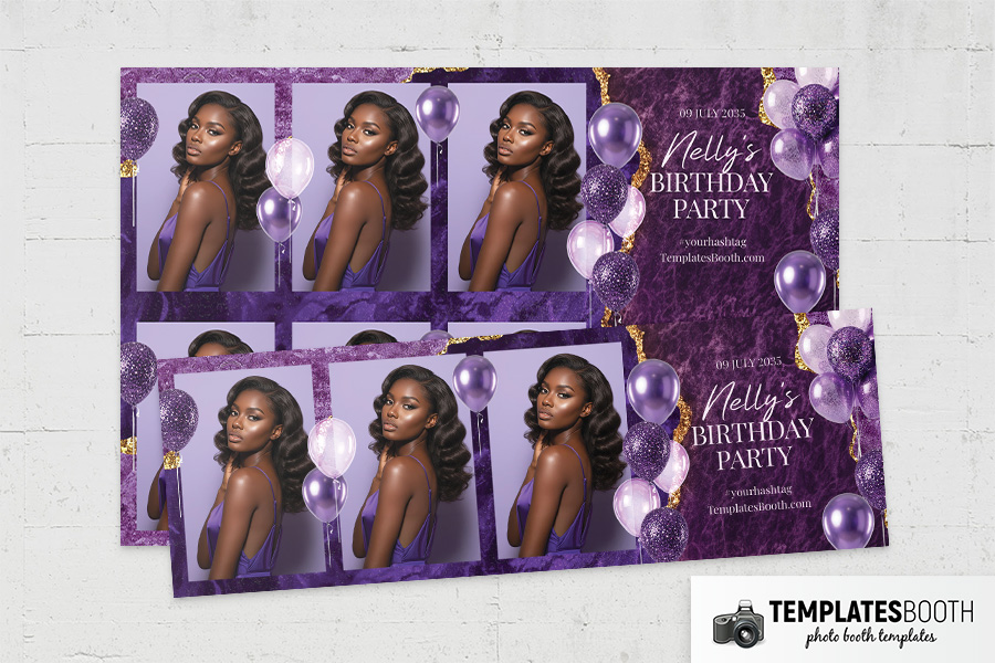 Purple Birthday Party Photo Booth Template Preview