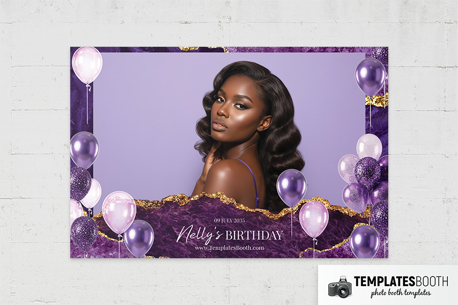 Purple Birthday Party Photo Booth Template Preview