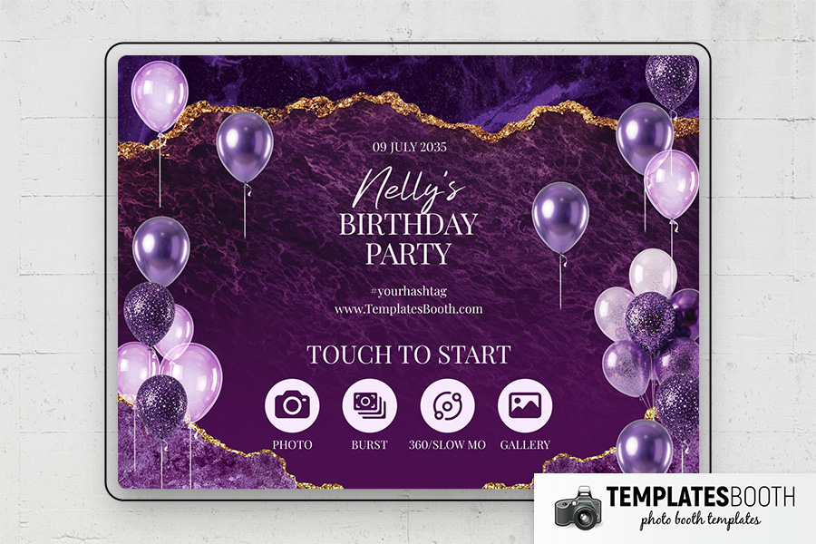 Purple Birthday Party Photo Booth Template Preview
