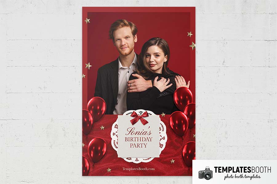 Red Party Photo Booth Template Preview