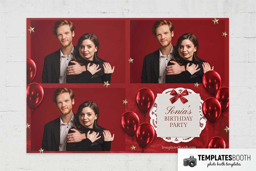 Red Party Photo Booth Template Preview
