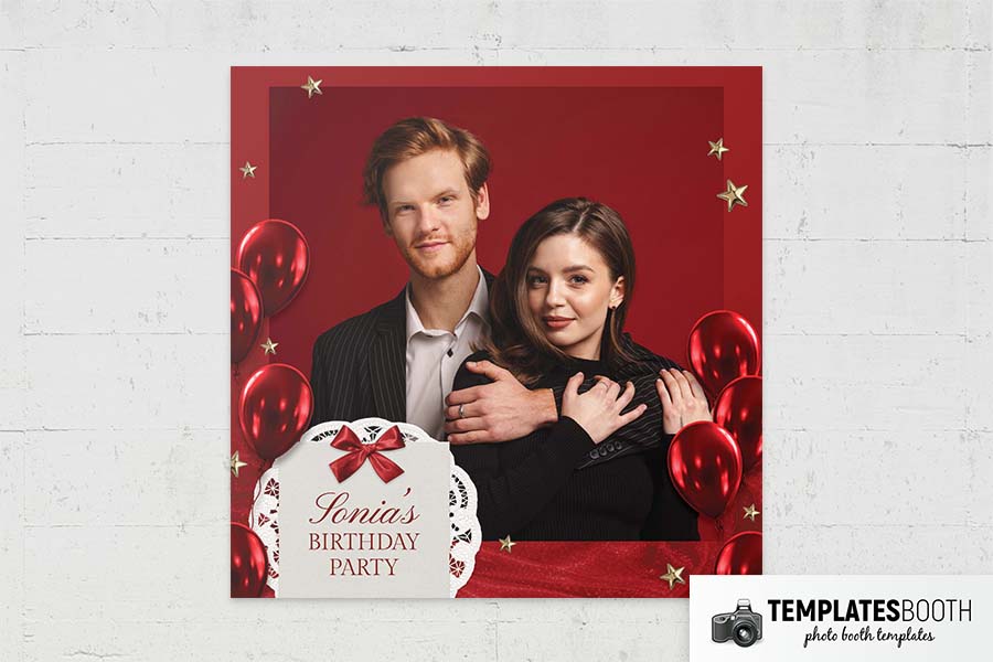 Red Party Photo Booth Template Preview