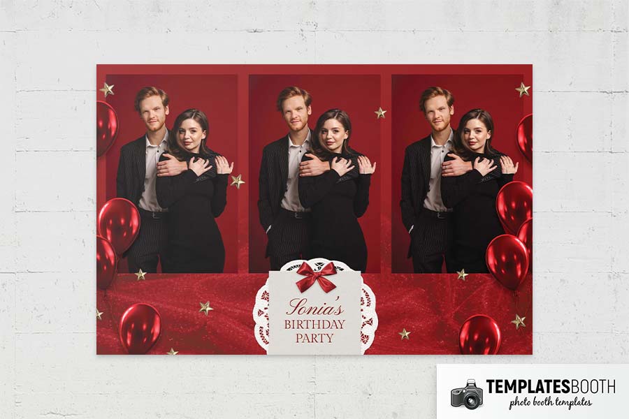 Red Party Photo Booth Template Preview