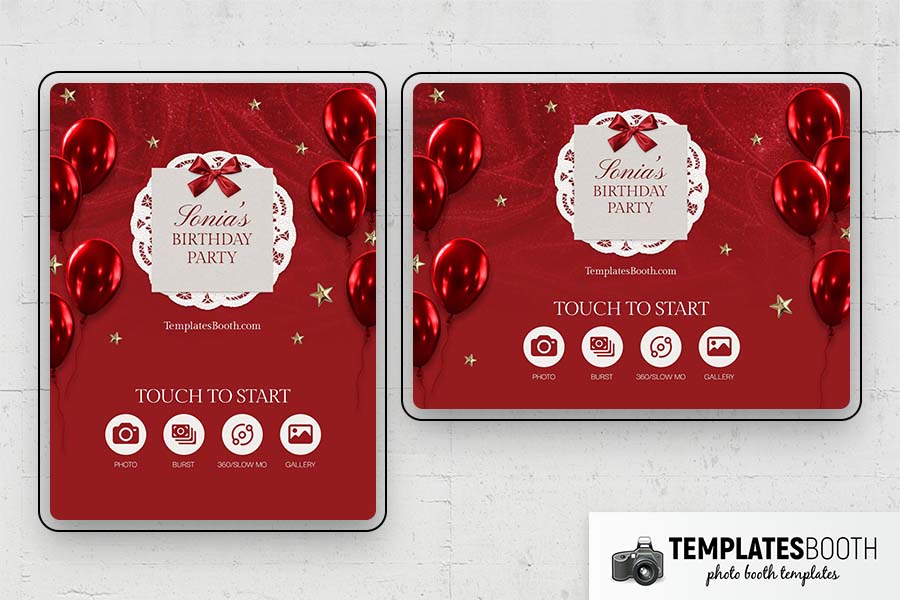 Red Party Photo Booth Template Preview
