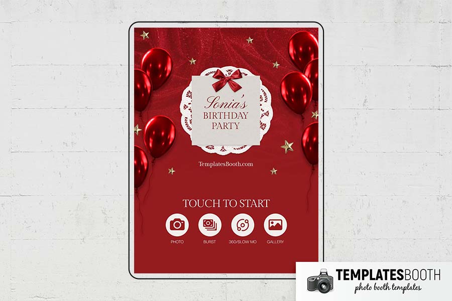 Red Party Photo Booth Template Preview