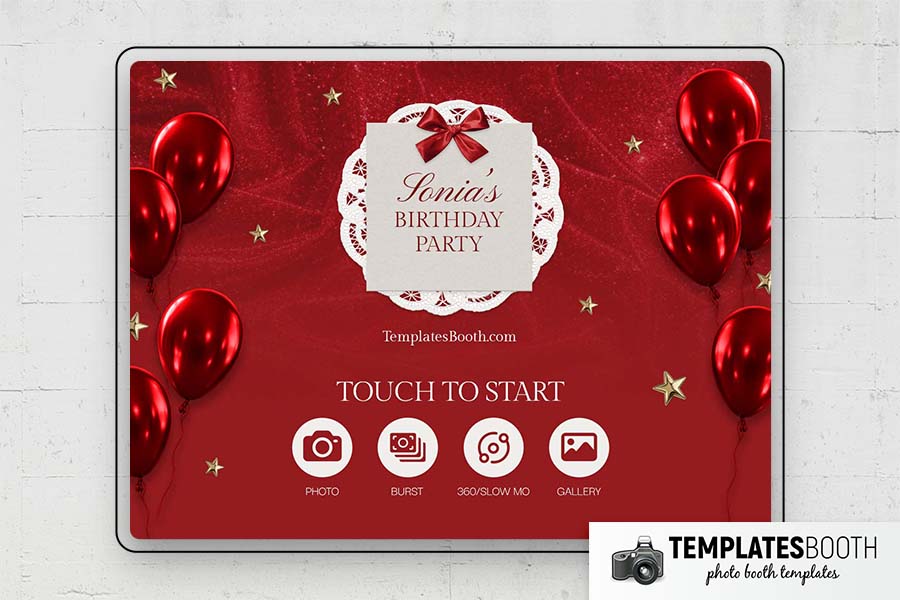 Red Party Photo Booth Template Preview