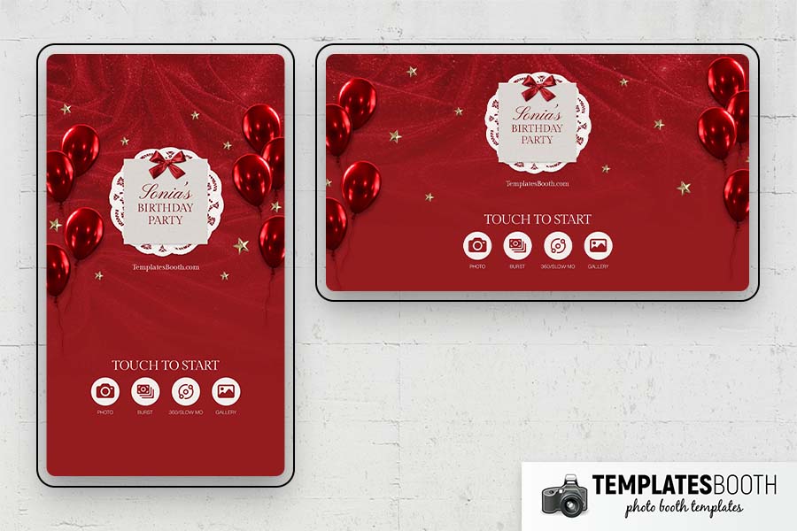 Red Party Photo Booth Template Preview