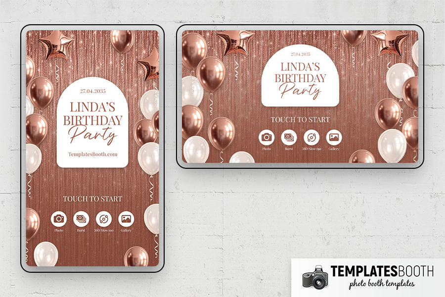 Rose Gold Party Photo Booth Template Preview