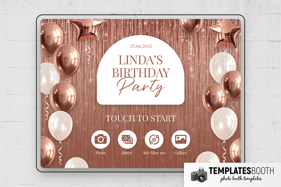 Rose Gold Party Photo Booth Template Preview