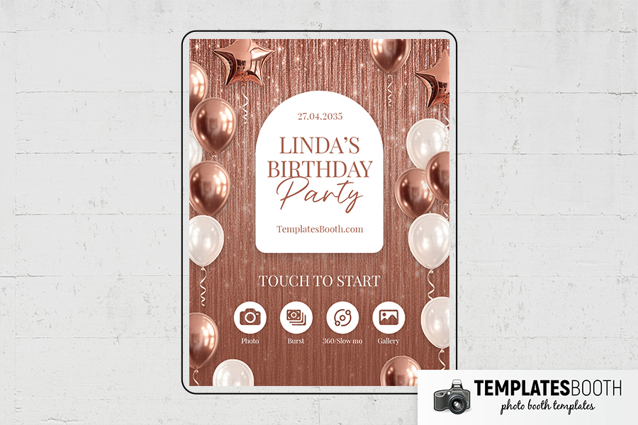 Rose Gold Party Photo Booth Template Preview