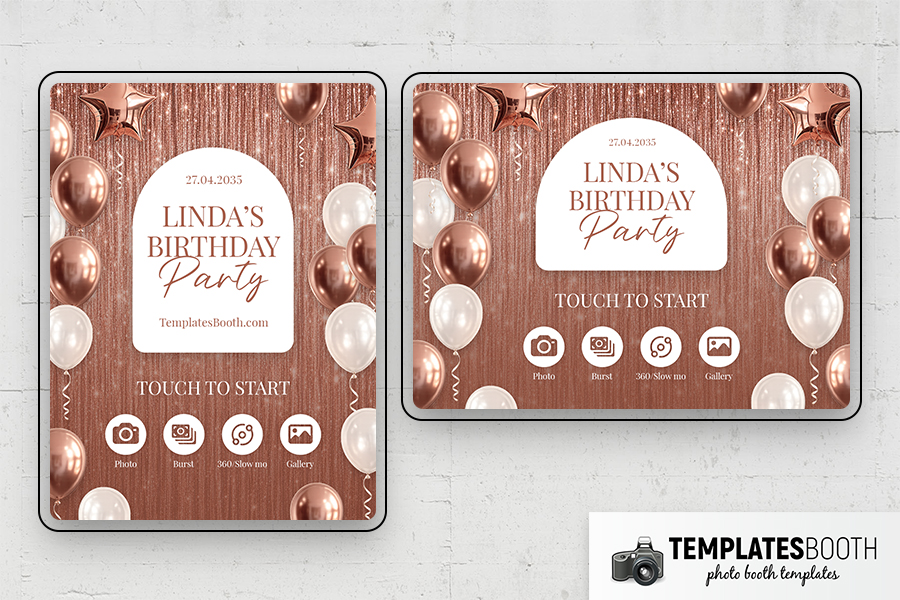 Rose Gold Party Photo Booth Template Preview