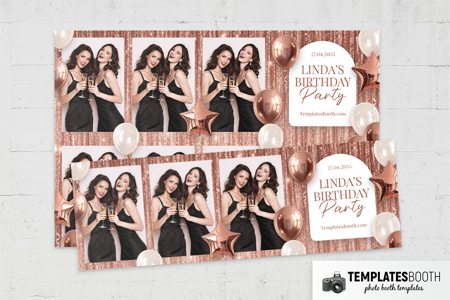 Rose Gold Party Photo Booth Template Preview