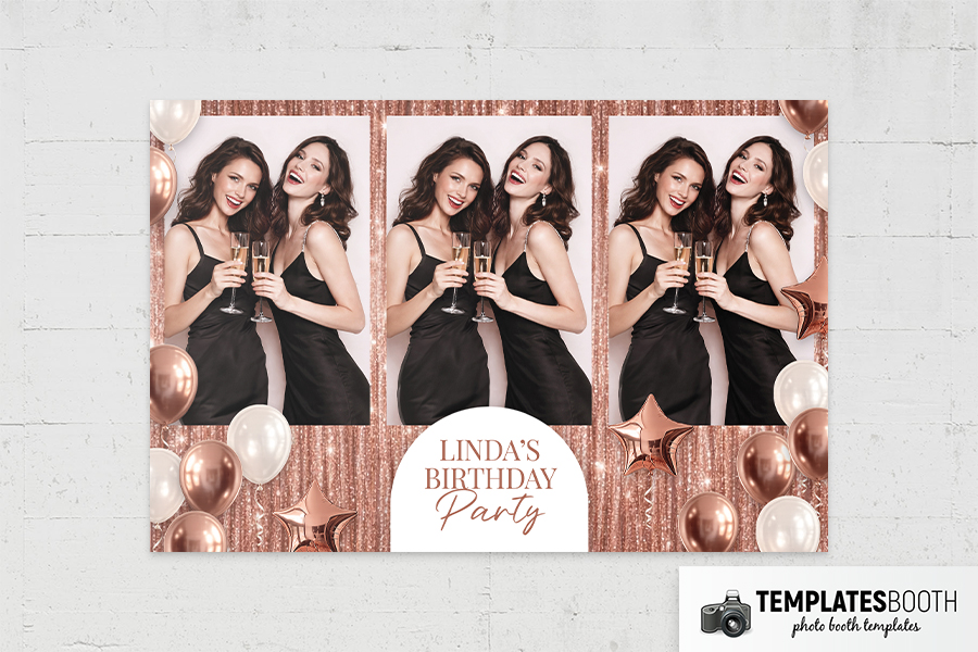 Rose Gold Party Photo Booth Template Preview