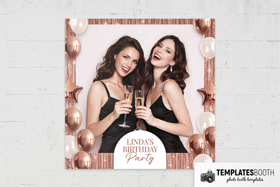 Rose Gold Party Photo Booth Template Preview
