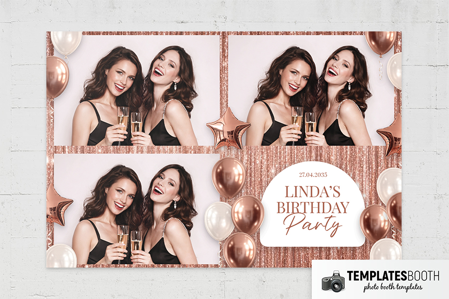 Rose Gold Party Photo Booth Template Preview