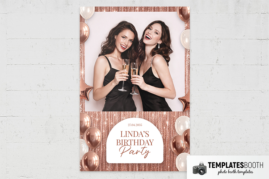 Rose Gold Party Photo Booth Template Preview