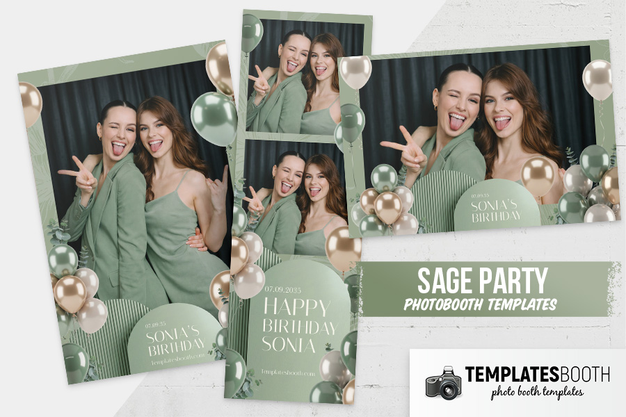 Sage Party Photo Booth Template Preview