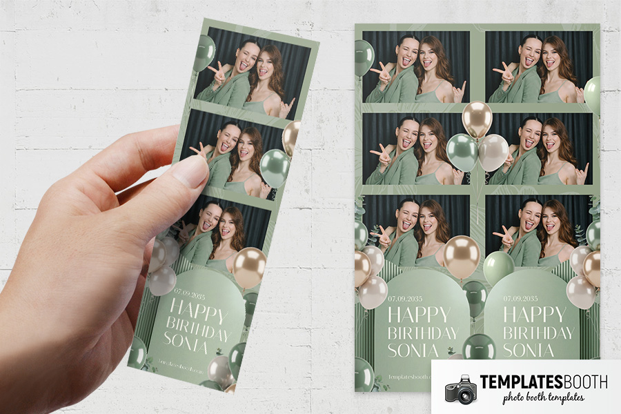 Sage Party Photo Booth Template Preview