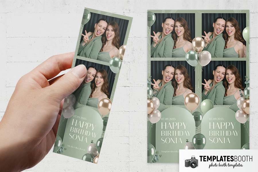 Sage Party Photo Booth Template Preview