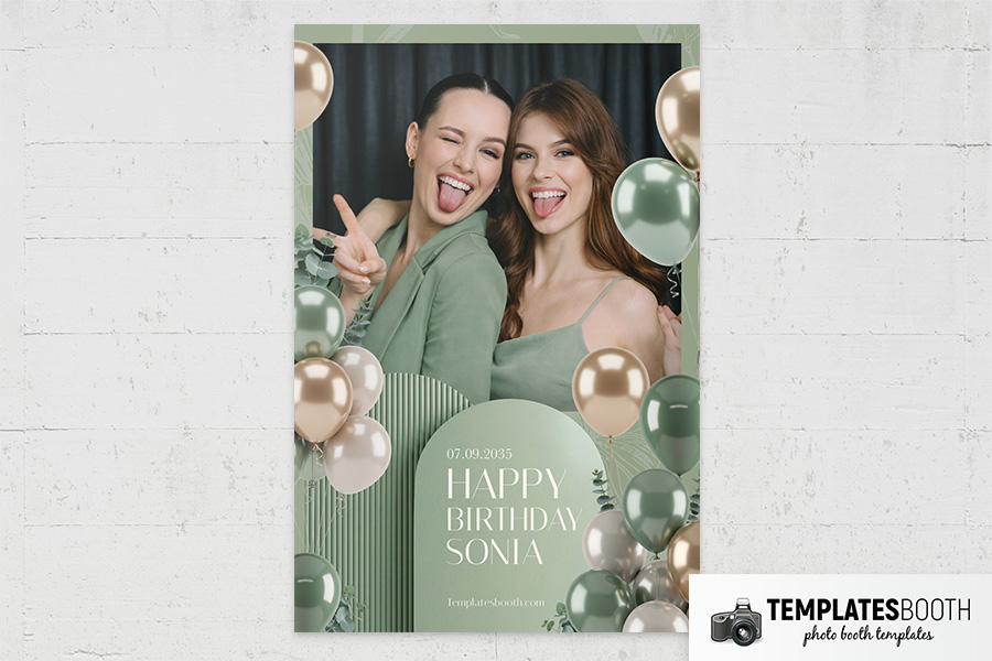 Sage Party Photo Booth Template Preview
