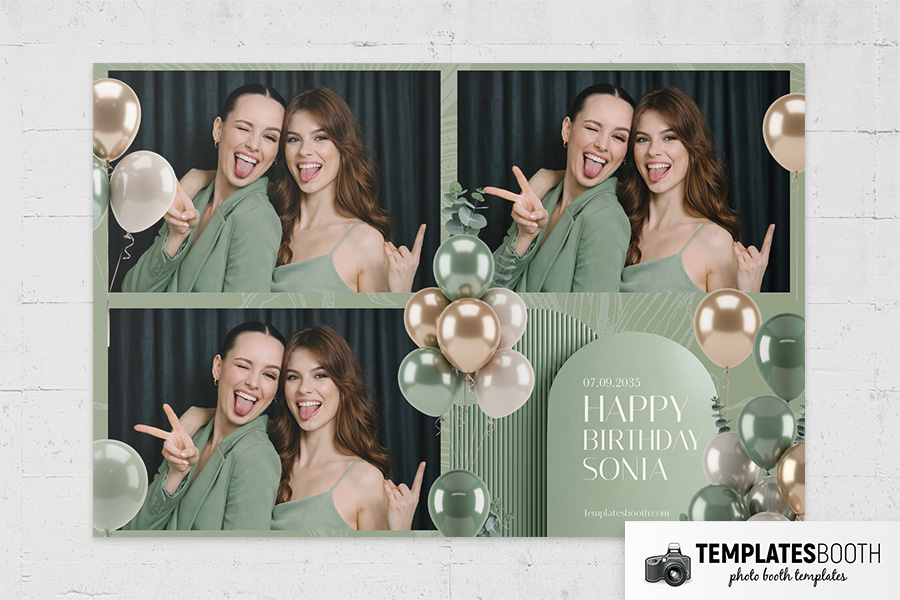 Sage Party Photo Booth Template Preview