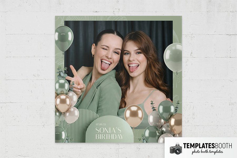 Sage Party Photo Booth Template Preview